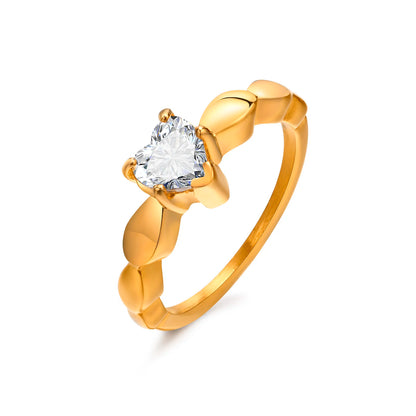 Romantic Heart CZ Stone Couple Rings