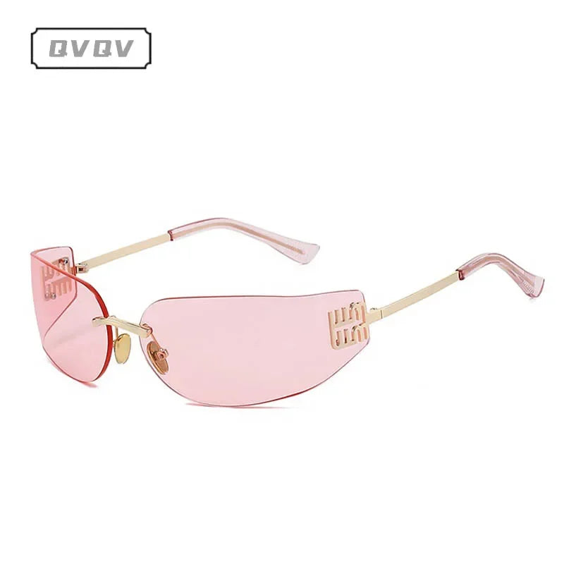 Frameless Square Metal Letter Frame Curved Windproof Sunglasses