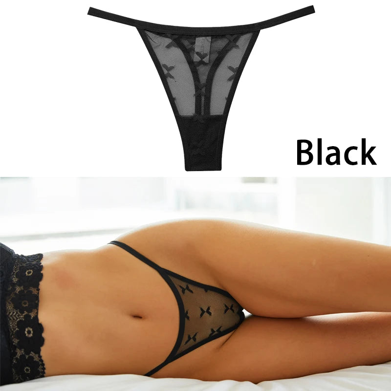S-XL Sexy G String Thong Mesh Perspective Panties Low Waist Lingerie
