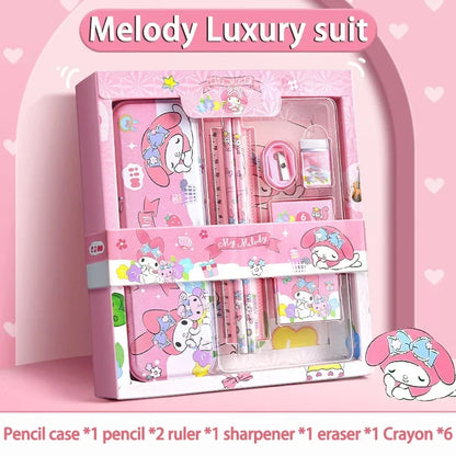 12PCS  Stationery Melody Pencils Erasers Rulers School Set