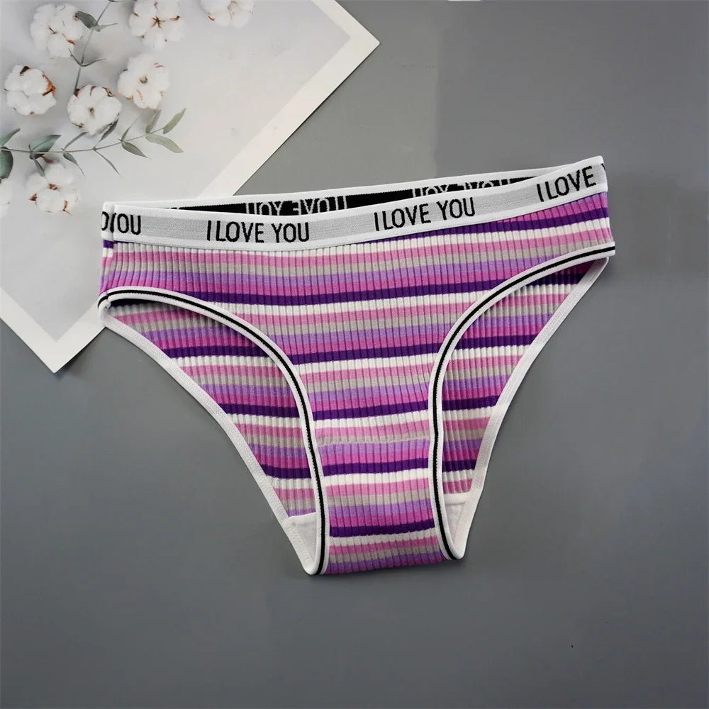 3PCS/Set Letter Printed Cotton Underwear Breathable Comfort Sexy Lingerie