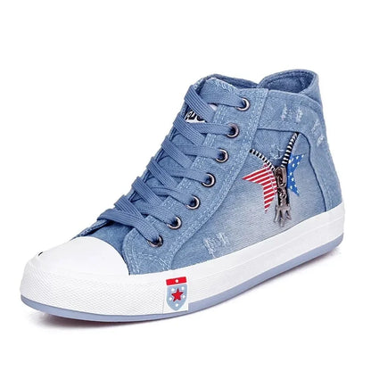 High Top Flat Vulcanization Canvas Denim Leisure Sneakers