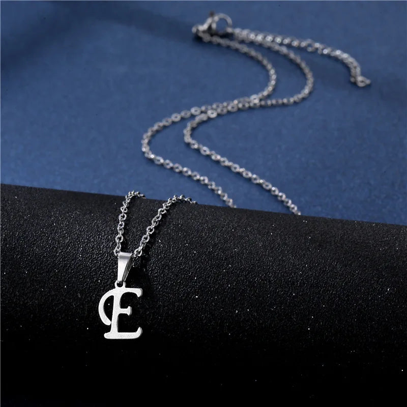 Letter Stainless Steel Letter Glossy Choker Necklaces