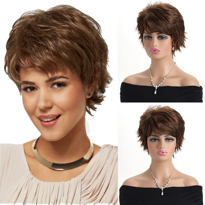 Brown Short curly hair Wig
