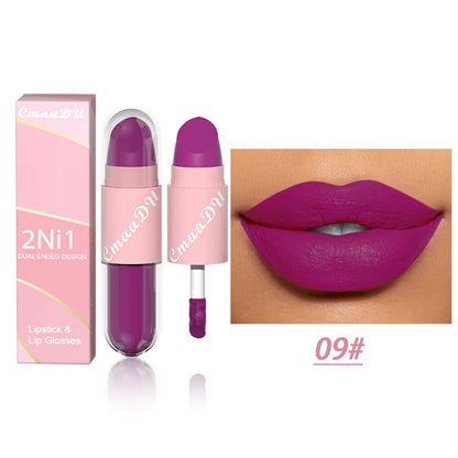 18 Colors 2 in 1 Matte Liquid Purple Lip Glaze Lipsticks