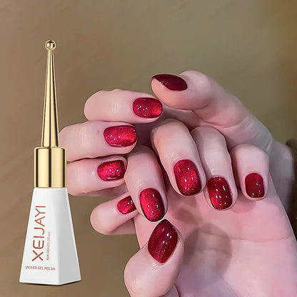 10ml/Bottle Ruby Red Cat Eye Gel Nail Polish Wine Red Cherry Dopamine Glitter Nail Gel