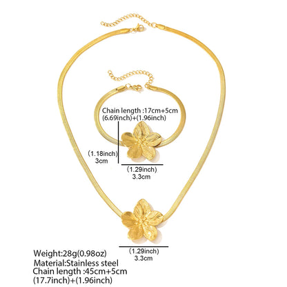 Stainless Steel Flower Pendant Jewelry Set