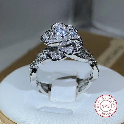 DANA 925 Silver Rose White Zircon Ring