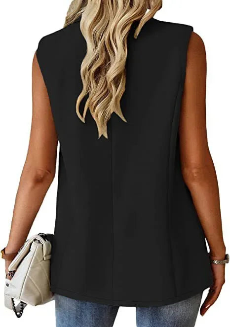 Polo Collar Sleeveless Suit Vest