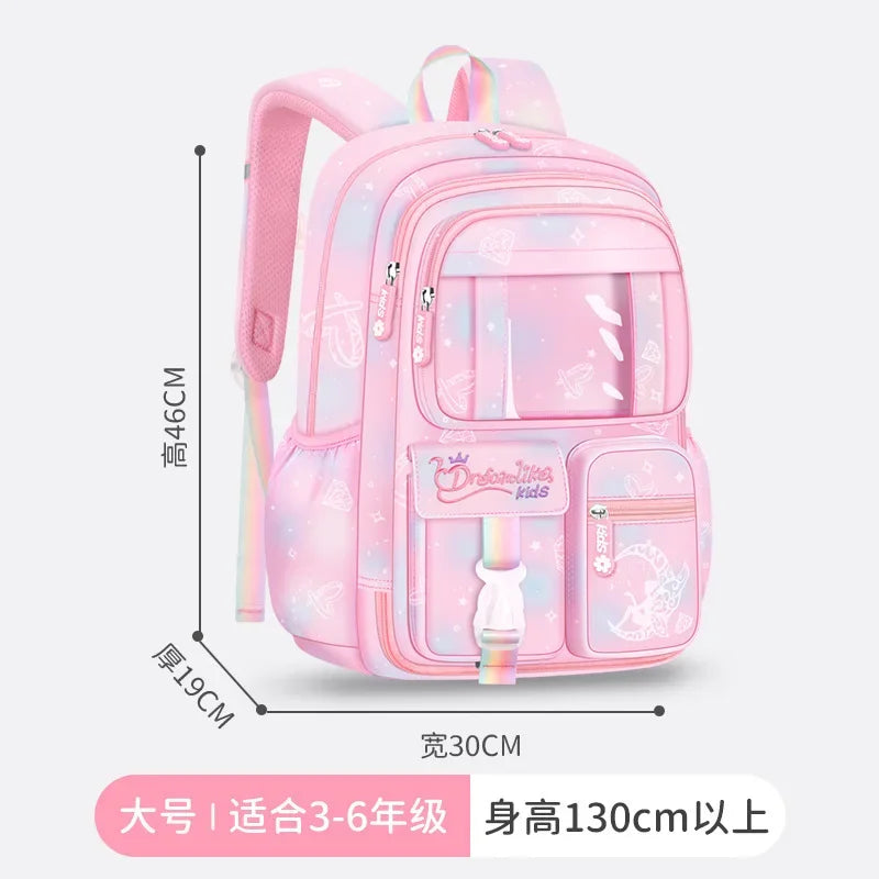Pink Princess Schoolbag Students Large Capacity