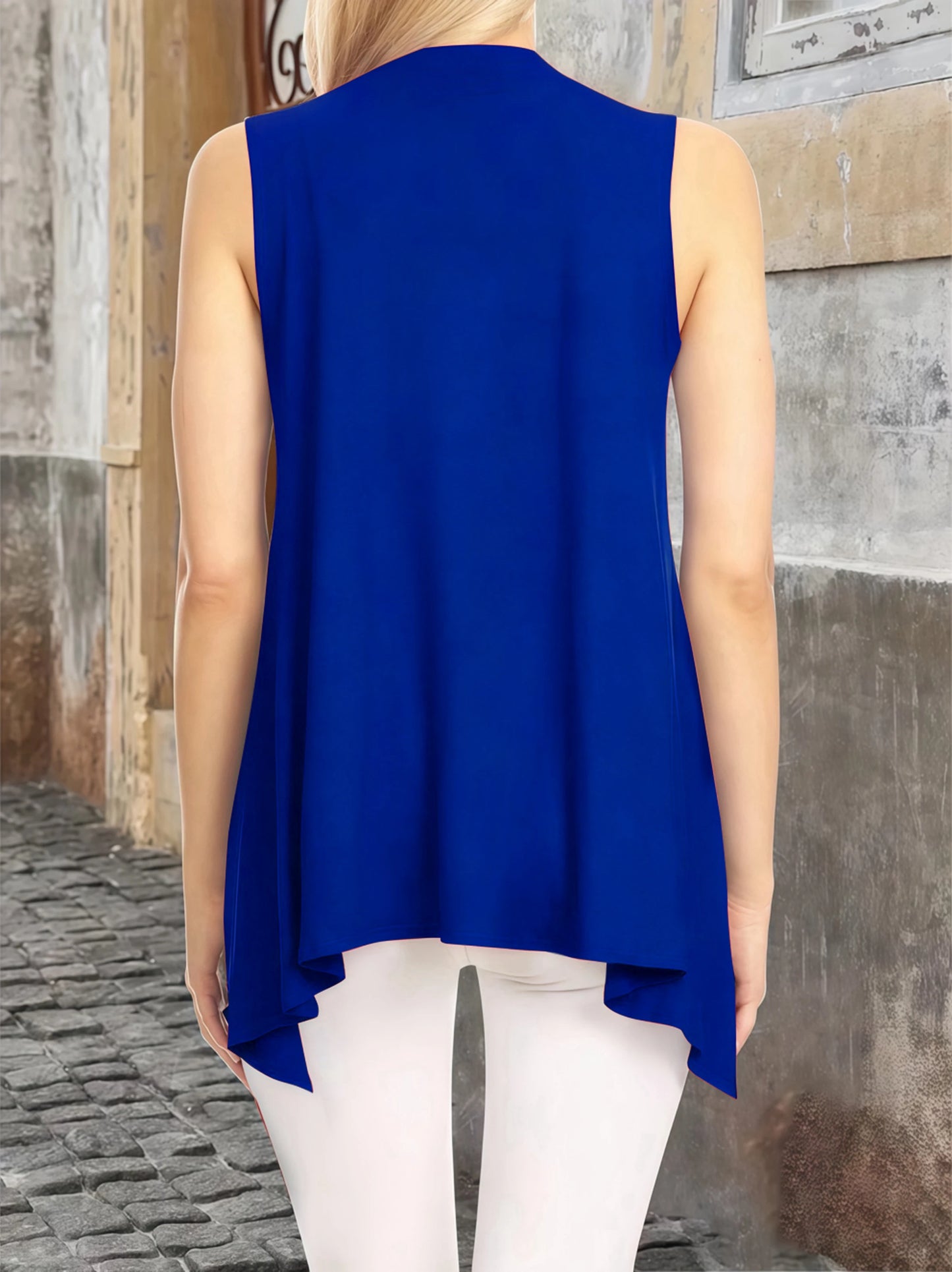 Elegant Lightweight Sleeveless Open Front Long Duster Vest