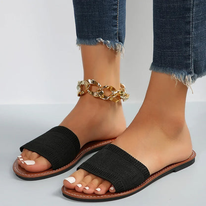 Luxury Flat Open Toe Slippers
