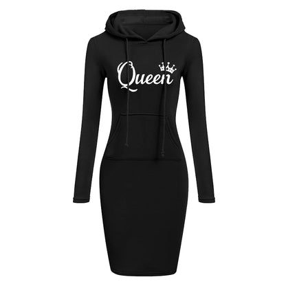 Elegant Bodycon Pullovers Pocket Hooded Casual Long Sleeve Mini Dress