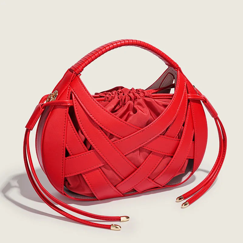 Woven Hollow Handbags Luxury Shoulder Messenger Small Totes Tassel Bag