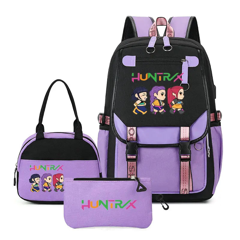 Mochilas Set KPop Demon Hunters Capacity Student School Bag