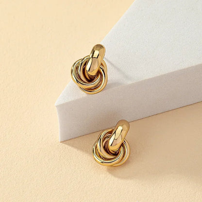 Gold SIlver Knot Hoop Twist Stud Earring