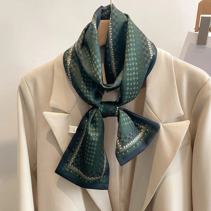 50 Color Silk Feel Scarf Luxury Long Narrow Small Silk Scarves Shawl