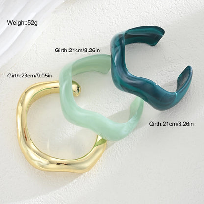 3 Pcs Vintage Minimalist Wavy Cuff Bangle Chunky Stackable Bracelets Set