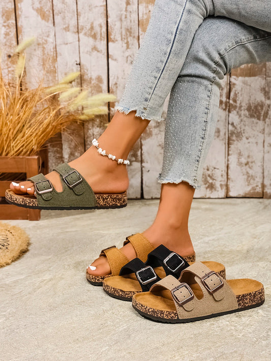Casual Strap Half with Adjustable Buckle Slippers
