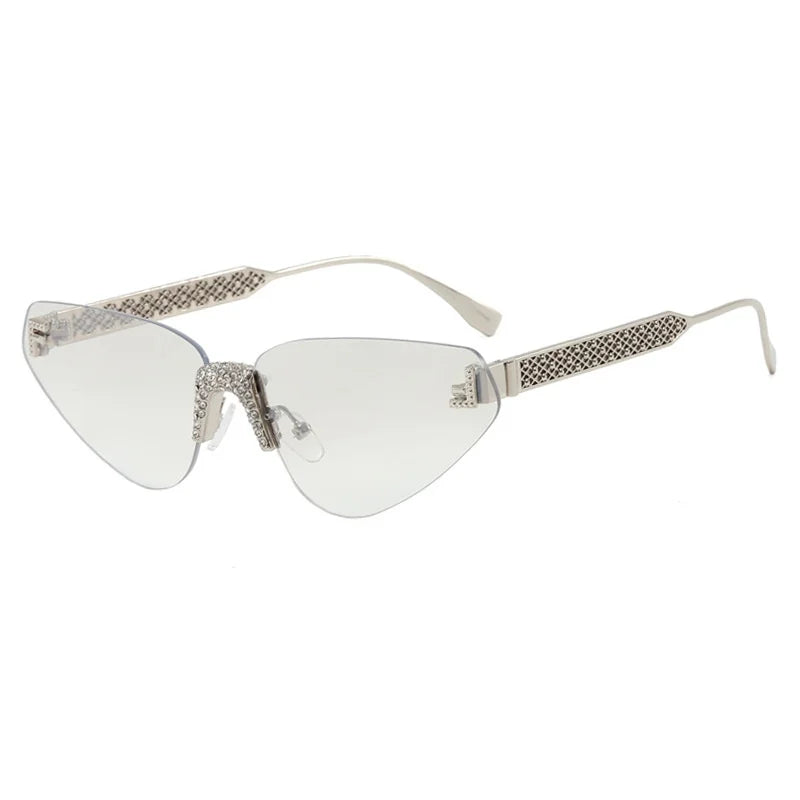 Sexy rimless retro punk metal sunglasses