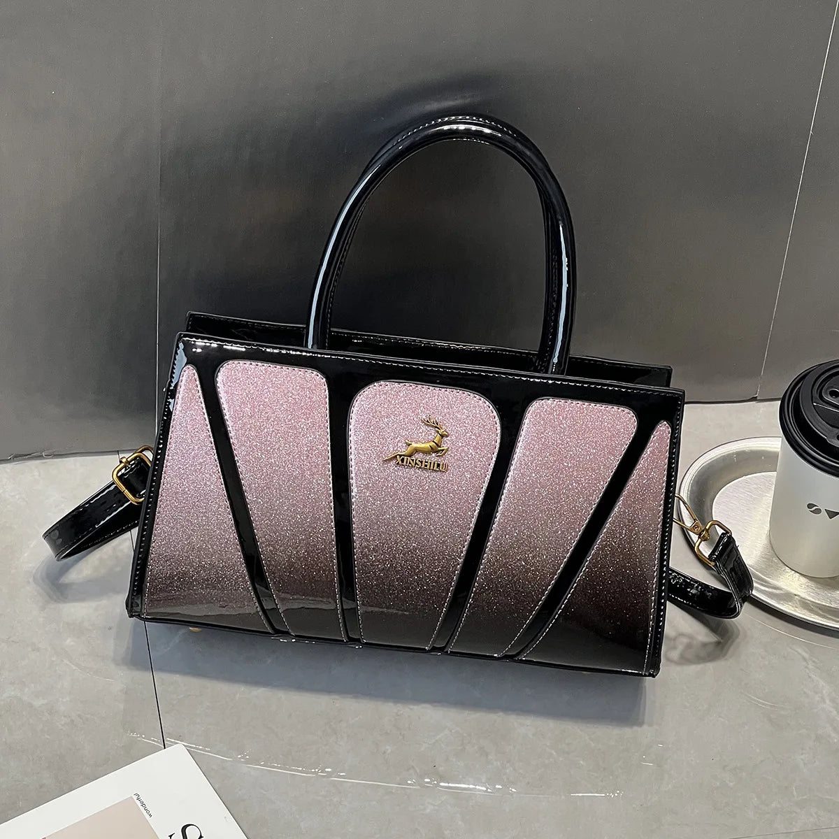 Large Size PU Leather Glue Splicing Single Shoulder Crossbody Bag