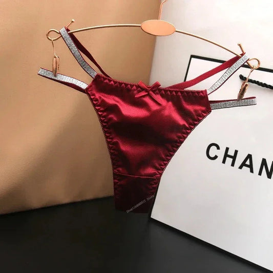 Sexy Silk Satin Cotton Crotch Low Waist Underwear