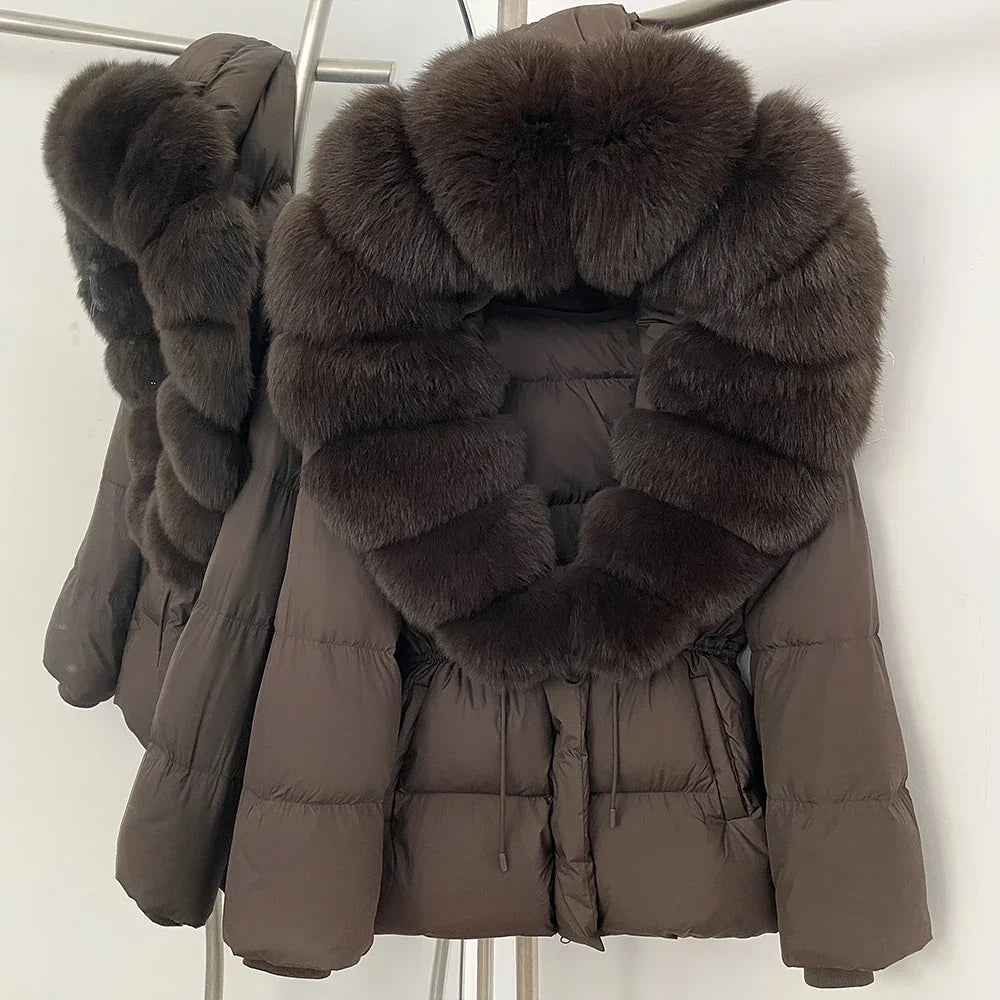 Real Fox Fur Puffer Jacket Coat