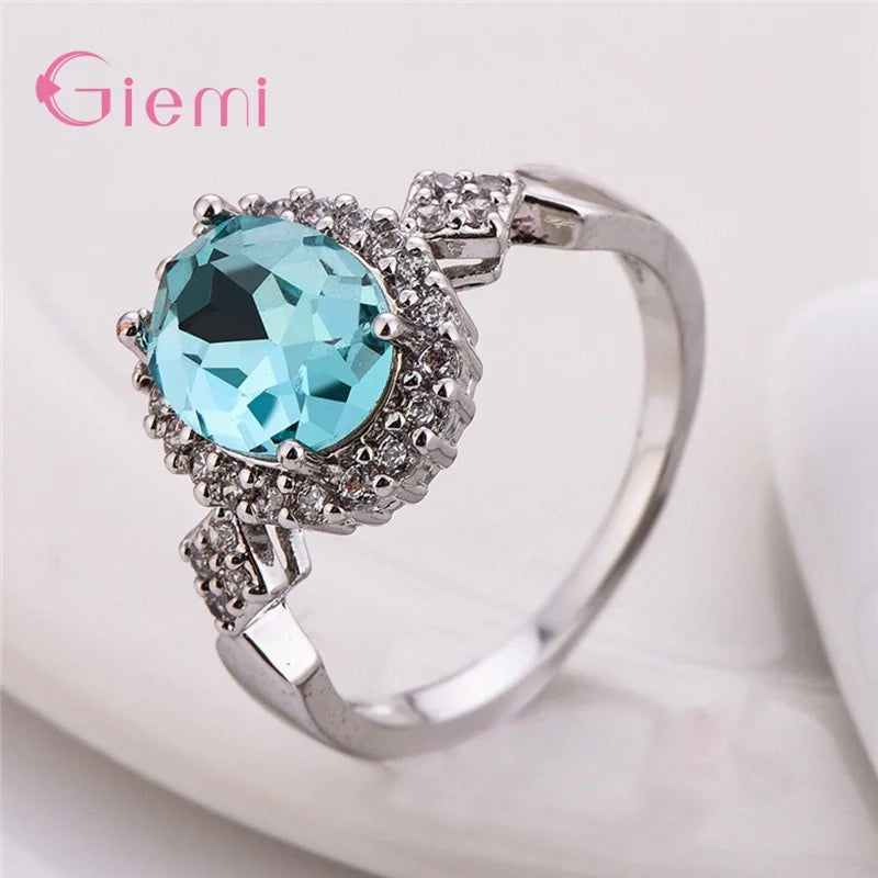 925 Sterling Silver Engagement Curve Cubic Zircon Ring