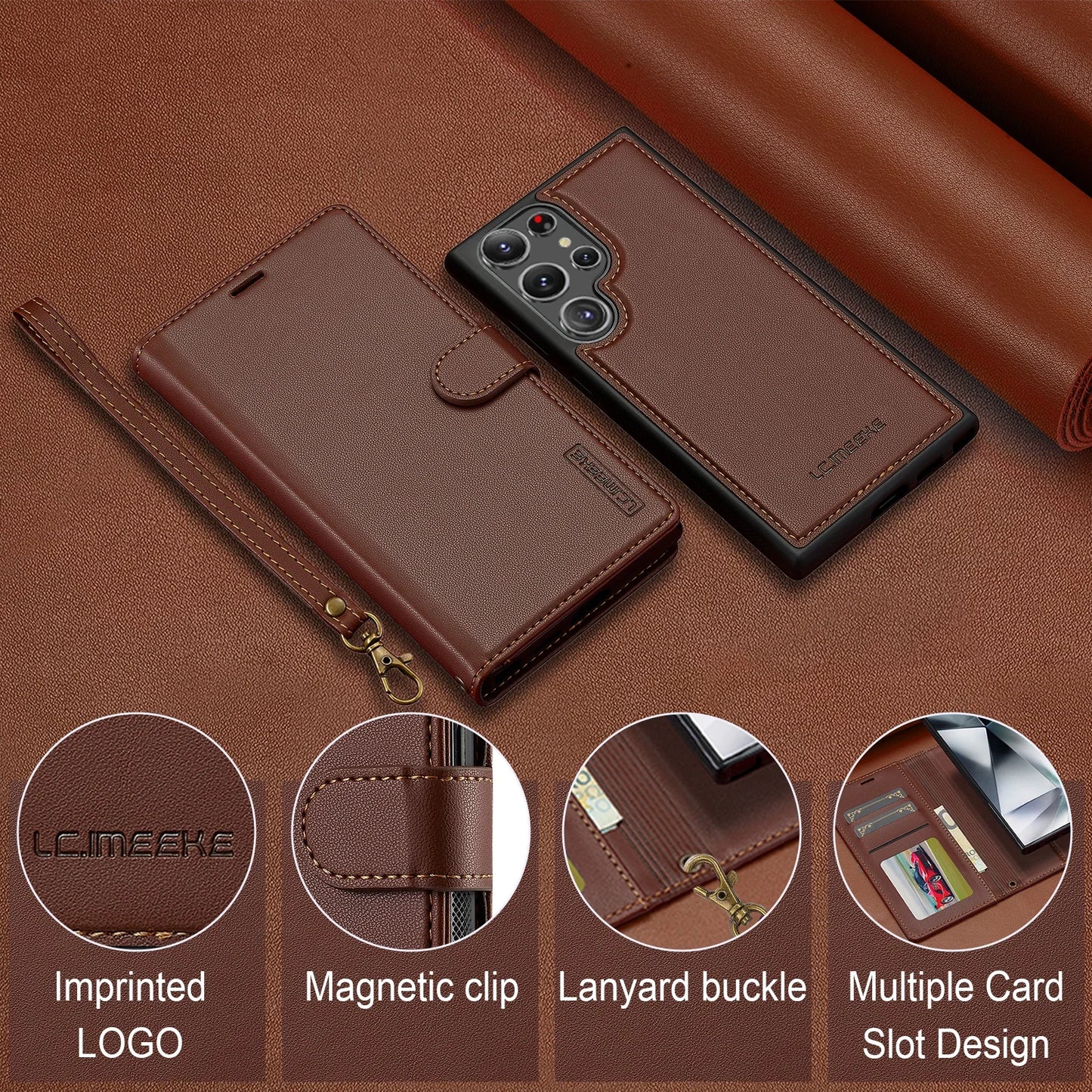 Leather Galaxy Case Magnetic Flip Wallet