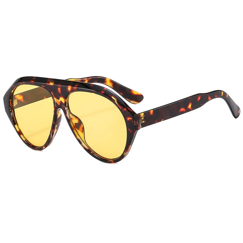 Retro Oversized Pilot Oval Multi Color Lens Sun Glasses