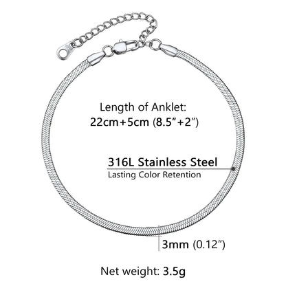 U7 Ankle Cuban Link Snake Figaro Bracelets
