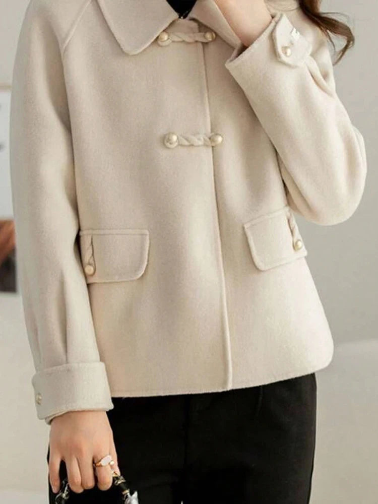 Elegant Solid Short Warm Formal Office Female Coat