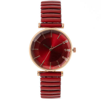 Luxury Treasure Blue Crystal Quartz Casual Stainless Steel Stretch Strap Watch