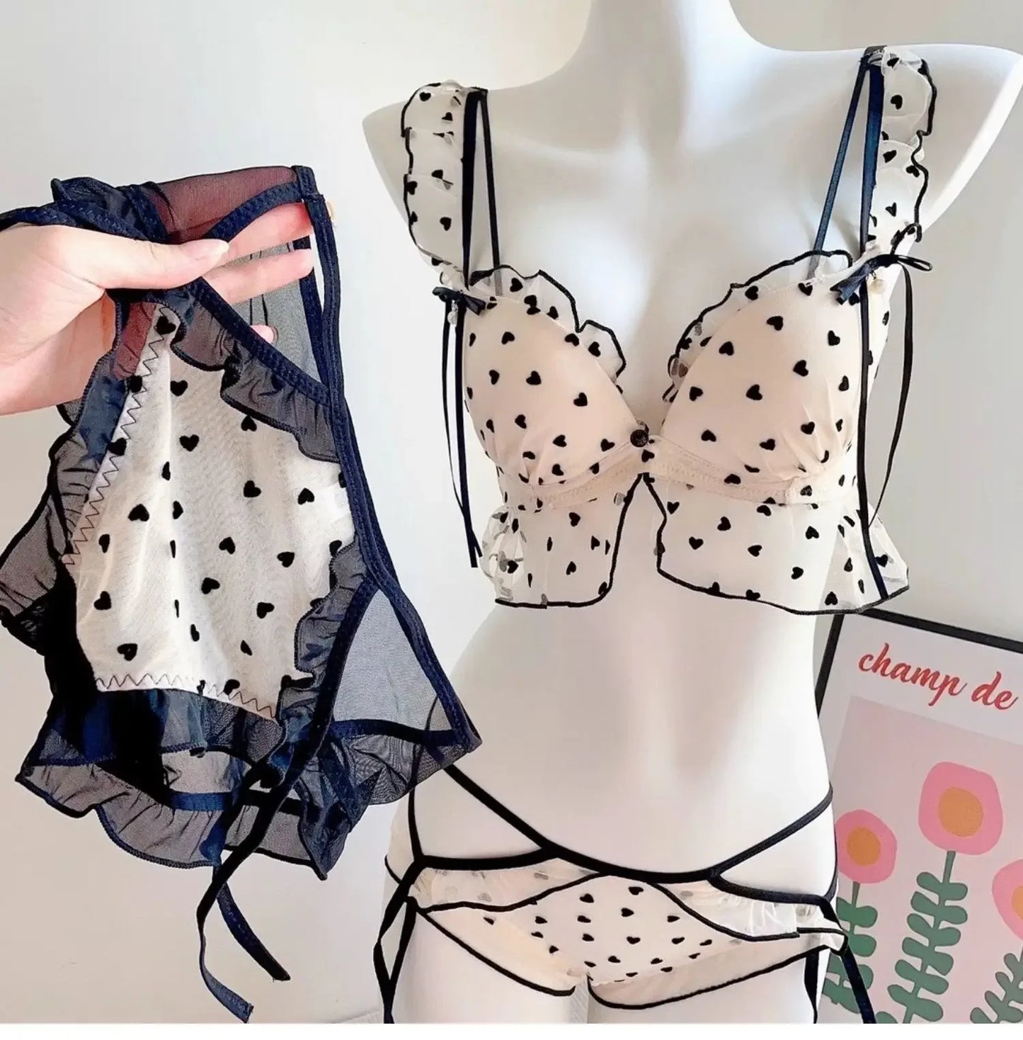 Japanese Mesh No-wire lace Underwear set Lingerie