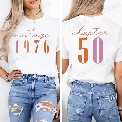 Vintage 50th Birthday Aesthetic Classic 1976 Graphic 50 Bday Shirts