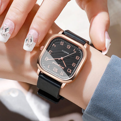 Square Casual Silicone Strap Quartz Watch