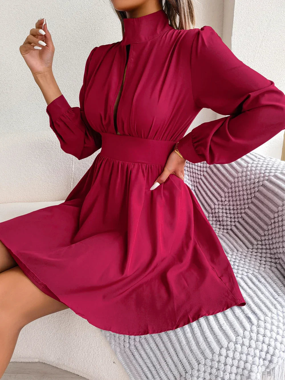 Casual Hollow Out Long Sleeve Dress