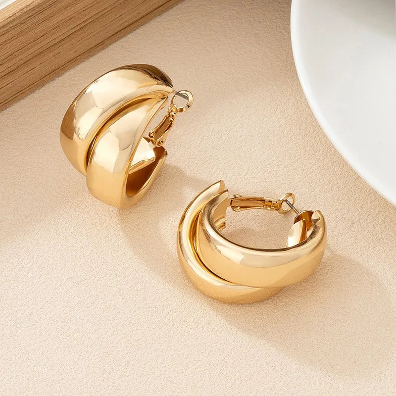 Stainless Steel Double-Layer Hoop Earrings
