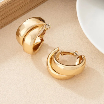 Stainless Steel Double-Layer Hoop Earrings