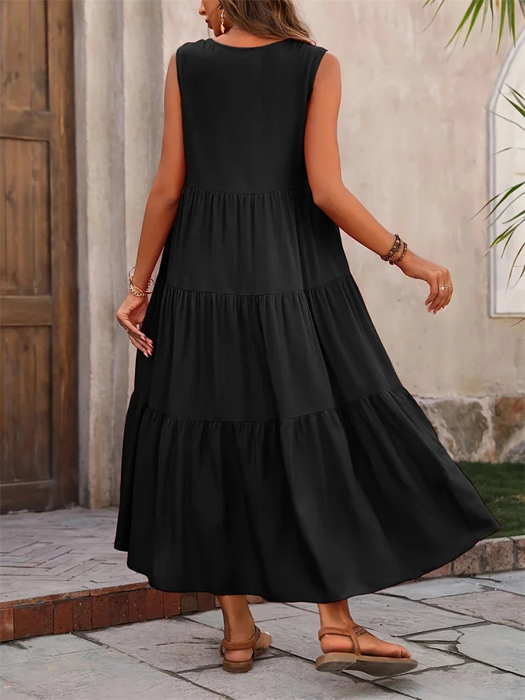 Casual Long Dresses V-neck Loose Dress