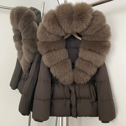 Real Fox Fur Puffer Jacket Coat