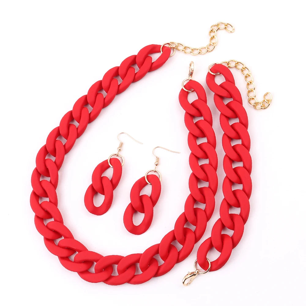 Fish Sheep Acrylic Chunky Chain Choker Necklace