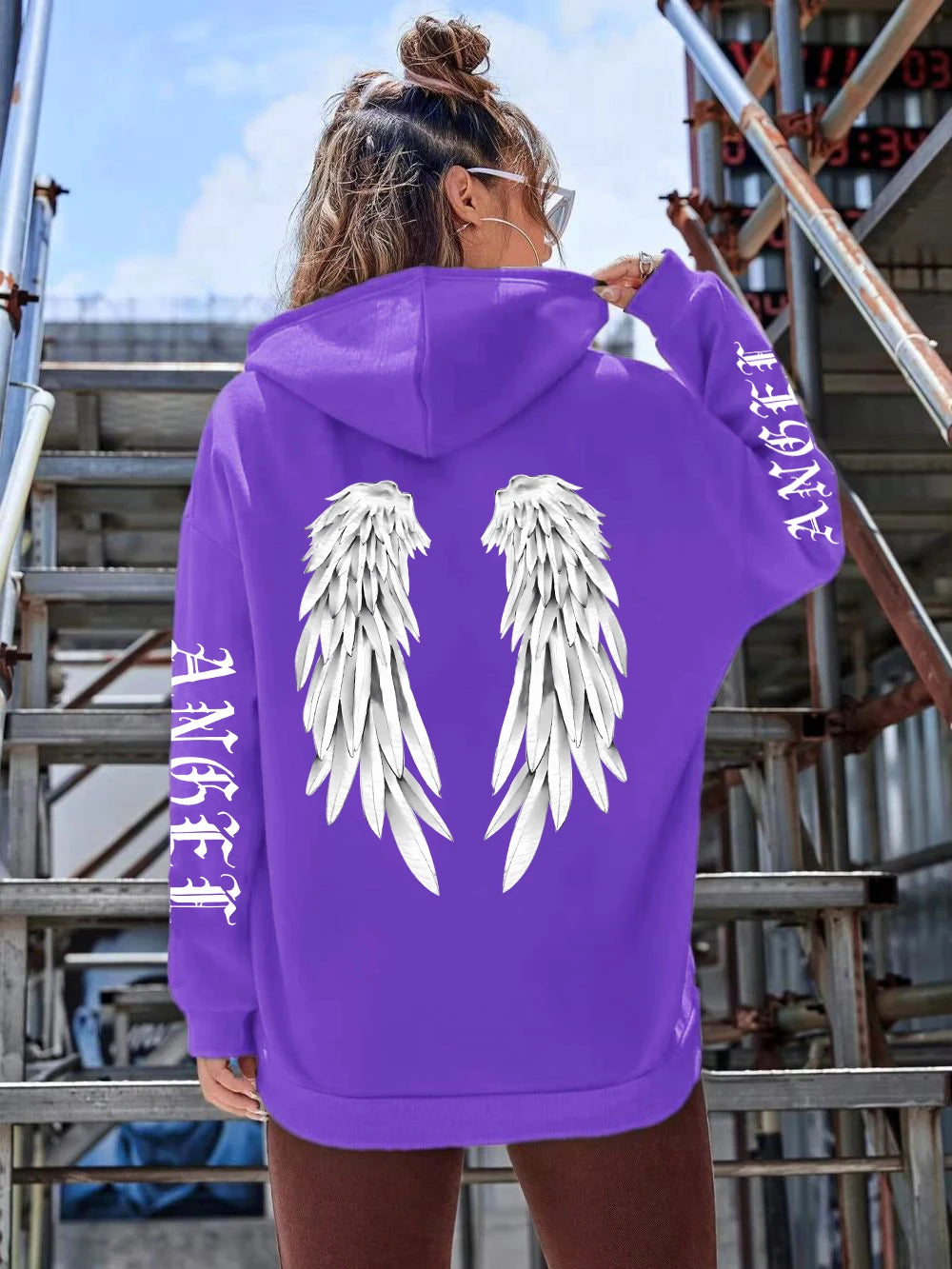 Angel Wings Printed Hoodies Loose Pullover