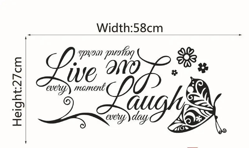 Live Laugh Love Butterfly Flower Wall Art Sticker