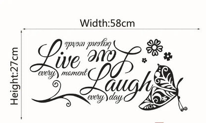Live Laugh Love Butterfly Flower Wall Art Sticker