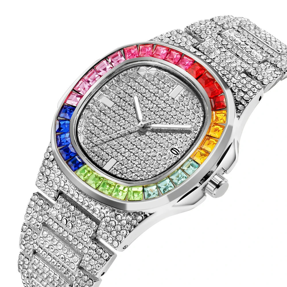 Hip Hop Full Diamond Stainless Steel Watches