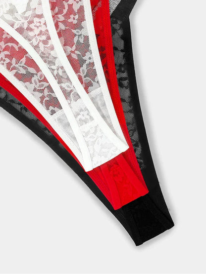 3pcs Sexy Floral Low Rise G-string Lingerie