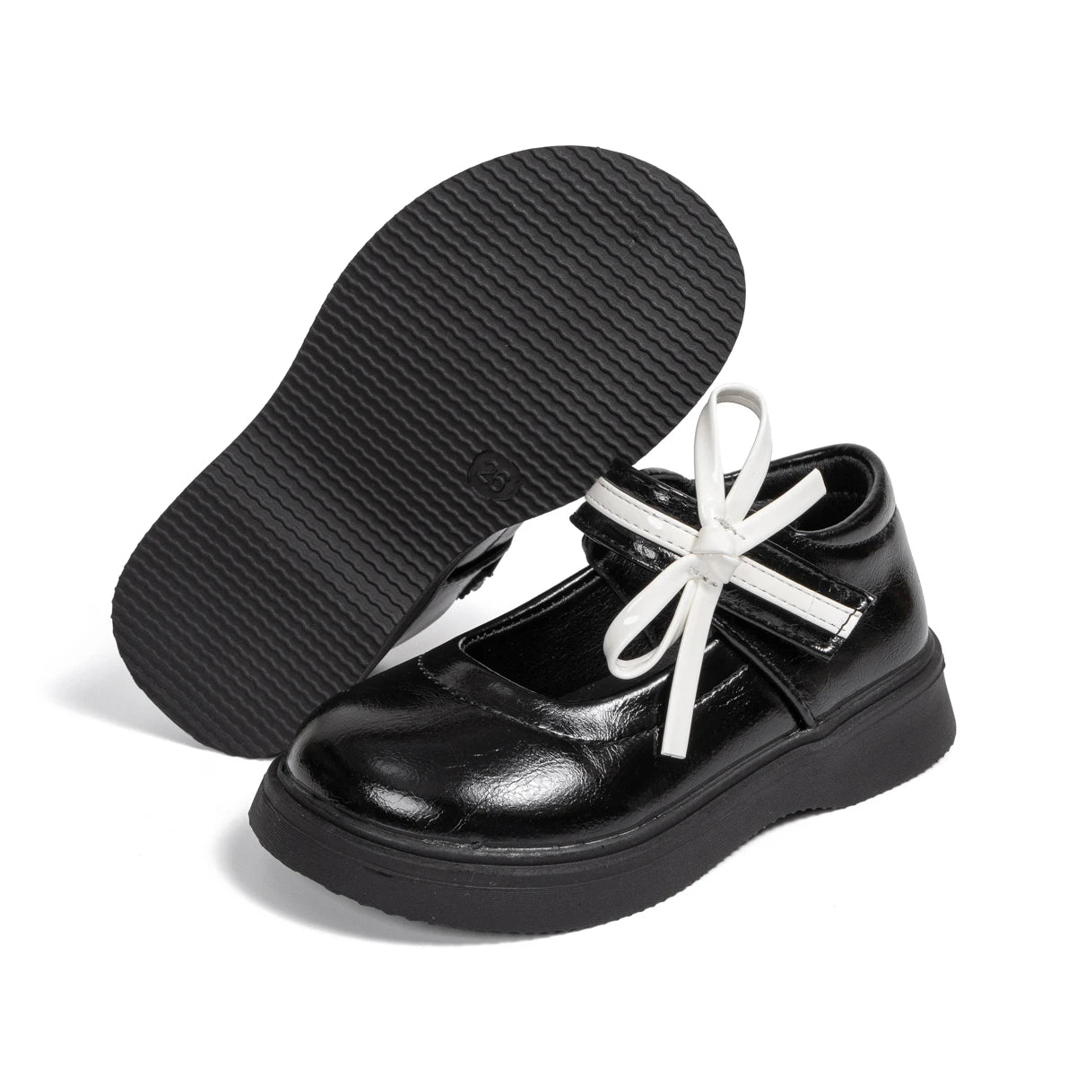 Classic Leather Spring and Autumn Bow Metal Buckle Mary Jane Shoes