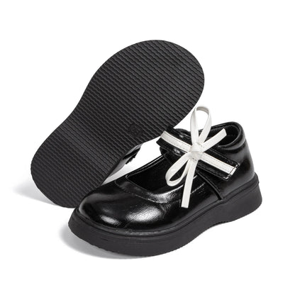 Classic Leather Spring and Autumn Bow Metal Buckle Mary Jane Shoes