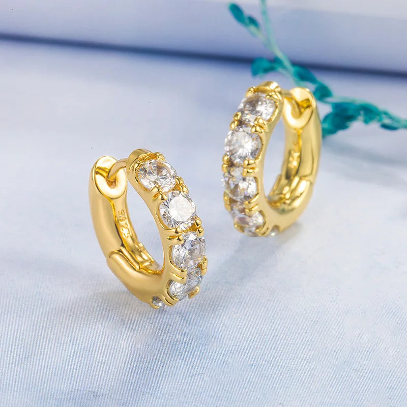 Elegant Stainless Steel Green Crystal Hoop Zircon Luxury Earrings